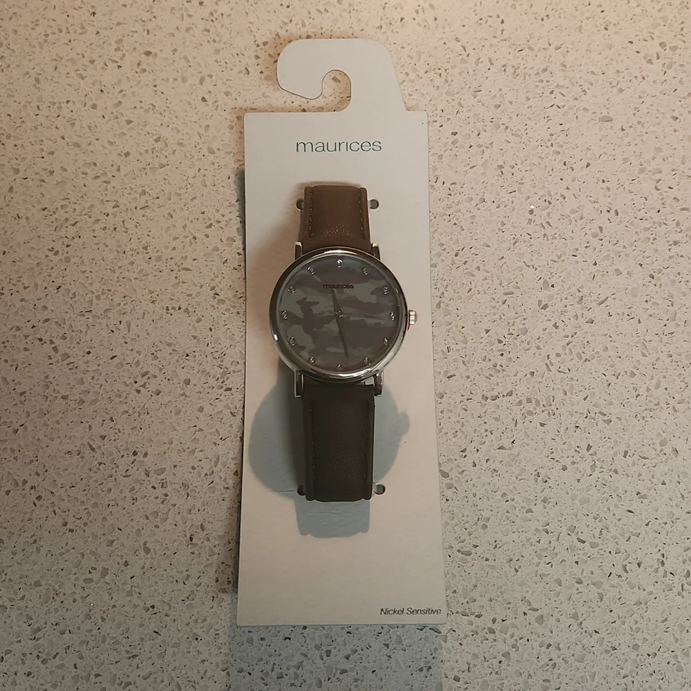 Maurices NWT Green Camo Print & Brown Blingy Watch